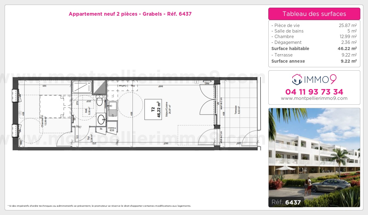 Plan et surfaces, Programme neuf Grabels Référence n° 6437
