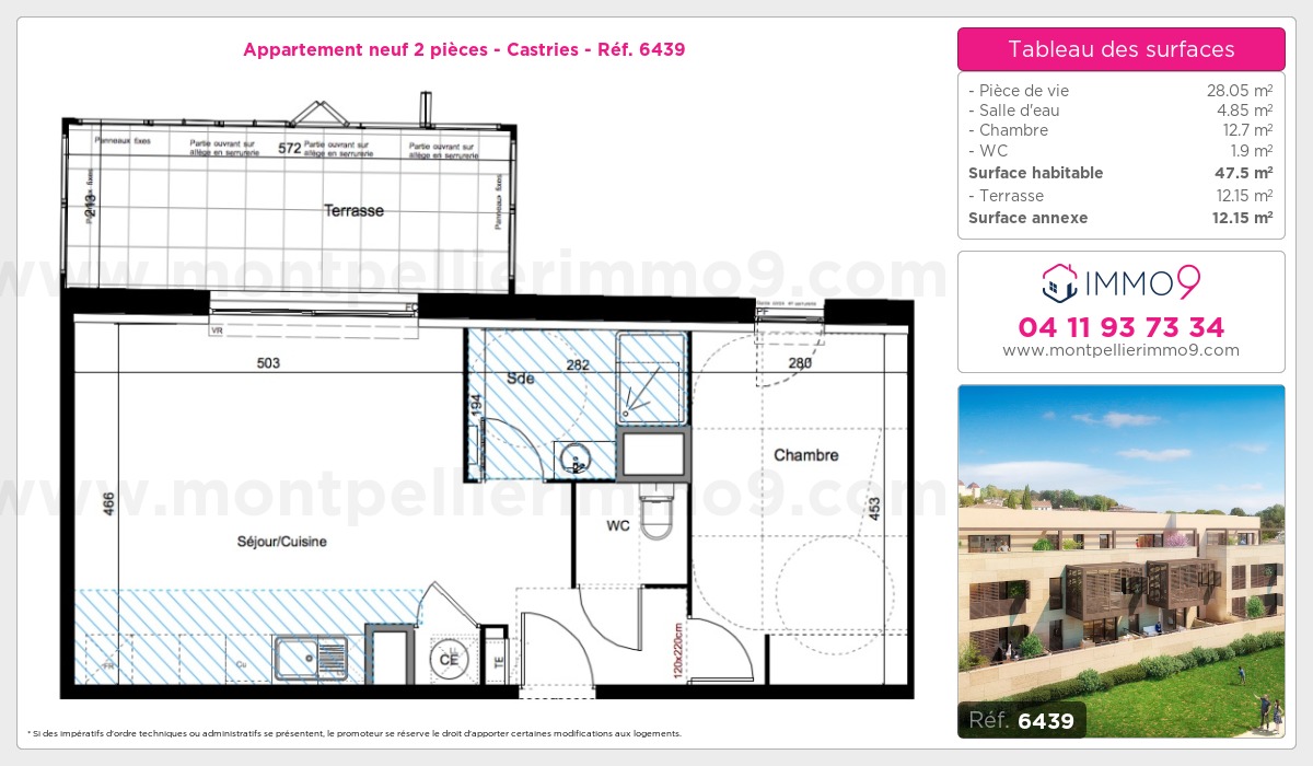 Plan et surfaces, Programme neuf Castries Référence n° 6439