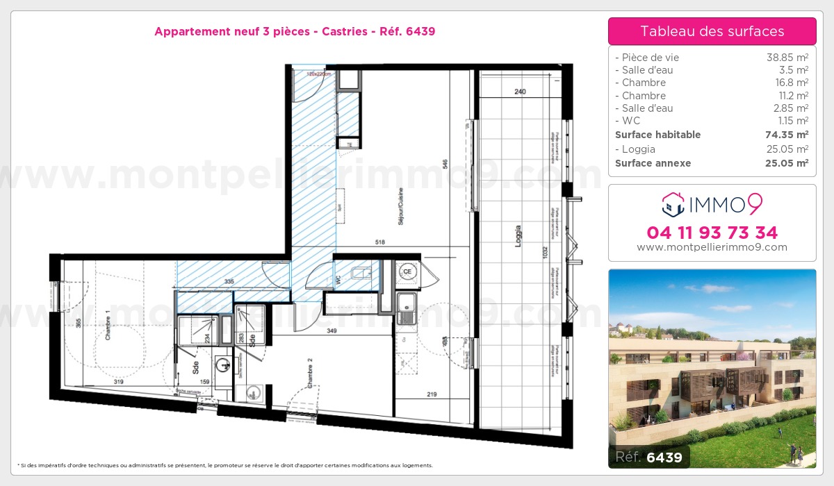 Plan et surfaces, Programme neuf Castries Référence n° 6439