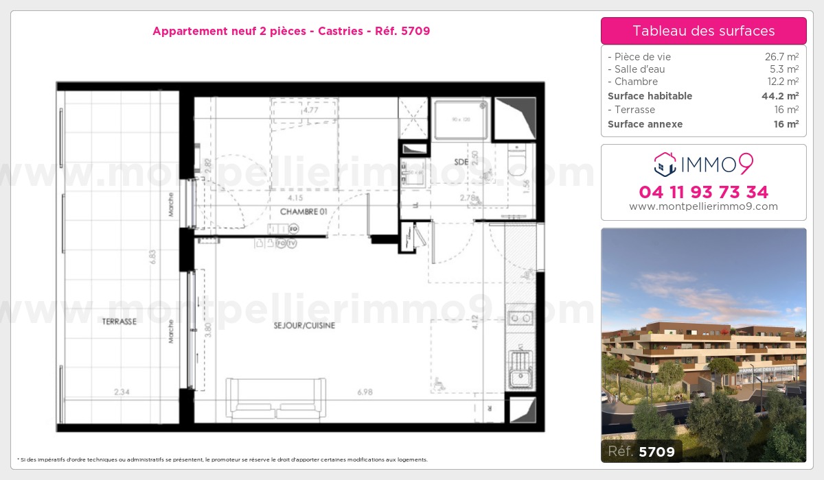 Plan et surfaces, Programme neuf Castries Référence n° 5709