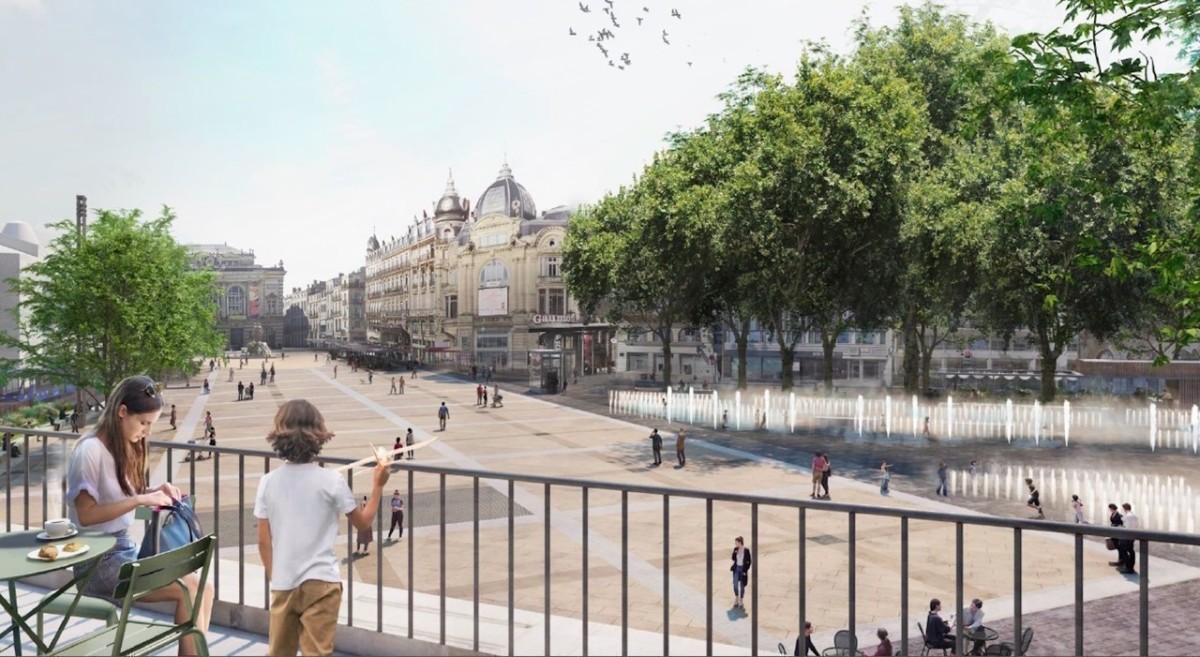 travaux place de la comédie Montpellier – visuel de la transformation comédie - esplanade