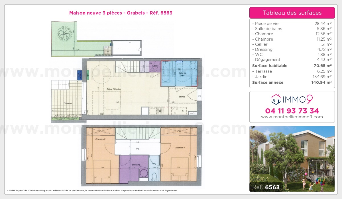 Plan et surfaces, Programme neuf Grabels Référence n° 6563