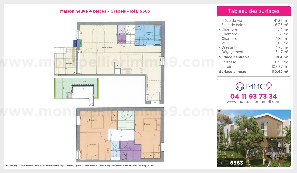 Plan et surfaces, Programme neuf Grabels Référence n° 6563