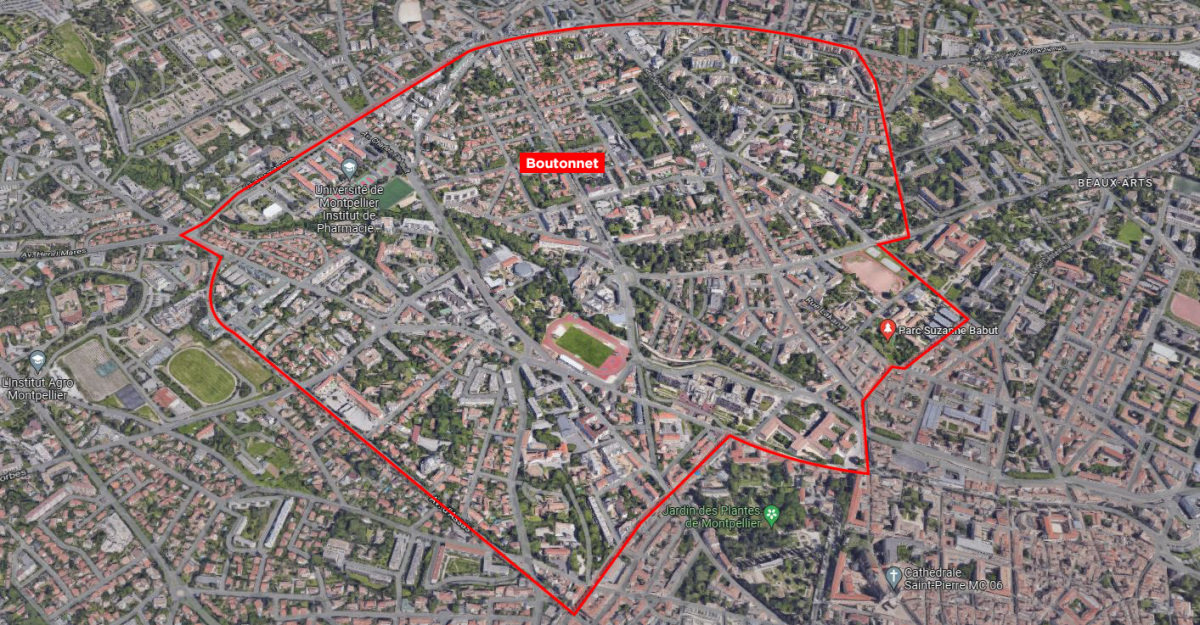 quartier boutonnet montpellier – vue aérienne 3D du quartier Boutonnet à Montpellier