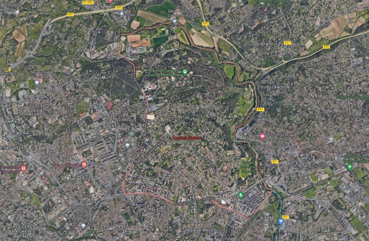 Vue aérienne du quartier Ainguelongue à Montpellier quartier aiguelongue montpellier – vue satellite du quartier aiguelongue