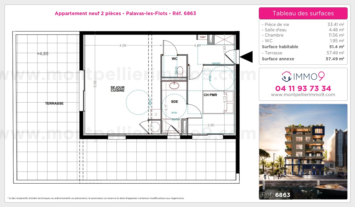 Plan et surfaces, Programme neuf Palavas-les-Flots Référence n° 6863