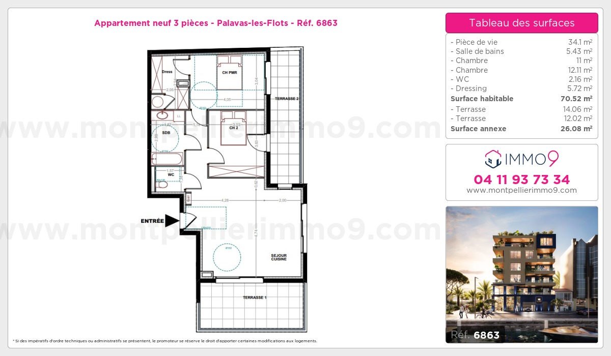 Plan et surfaces, Programme neuf Palavas-les-Flots Référence n° 6863