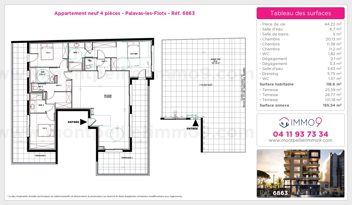 Plan et surfaces, Programme neuf Palavas-les-Flots Référence n° 6863