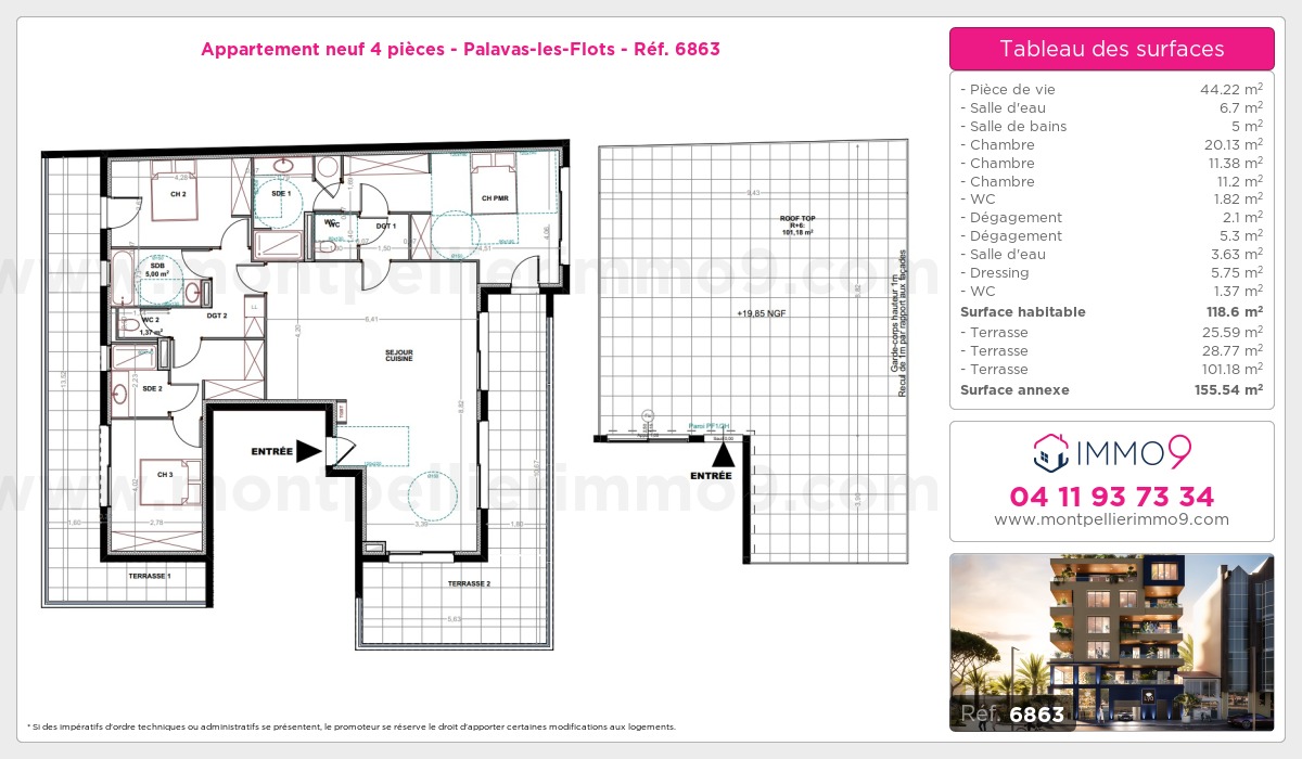 Plan et surfaces, Programme neuf Palavas-les-Flots Référence n° 6863