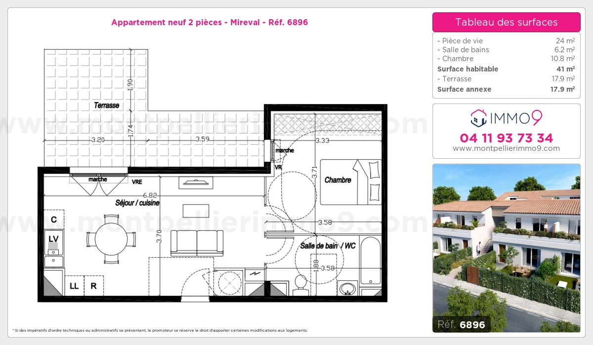 Plan et surfaces, Programme neuf Mireval Référence n° 6896