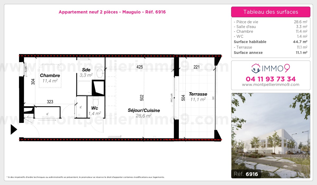 Plan et surfaces, Programme neuf Mauguio Référence n° 6916