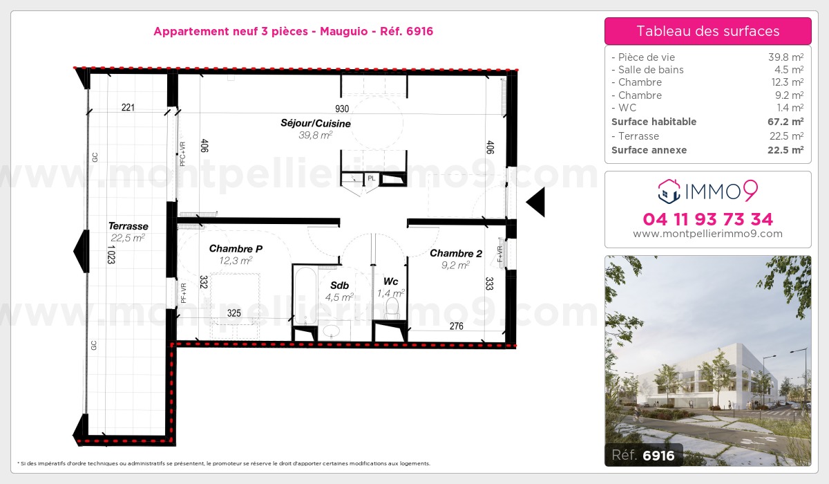 Plan et surfaces, Programme neuf Mauguio Référence n° 6916