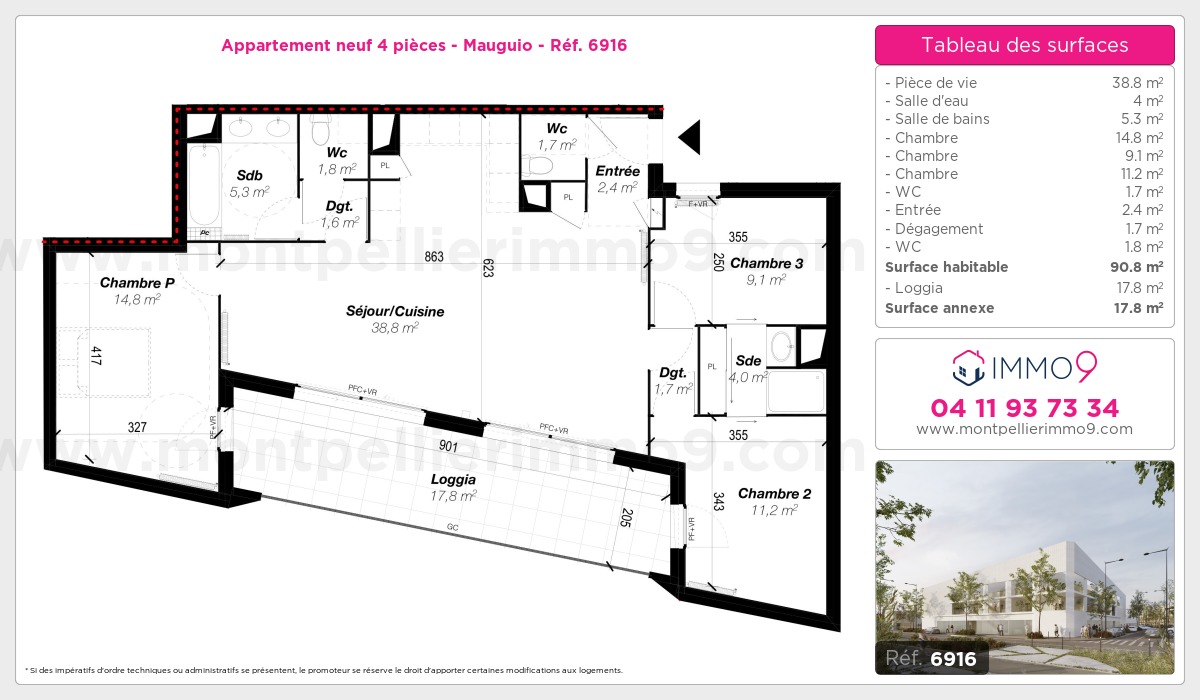 Plan et surfaces, Programme neuf Mauguio Référence n° 6916