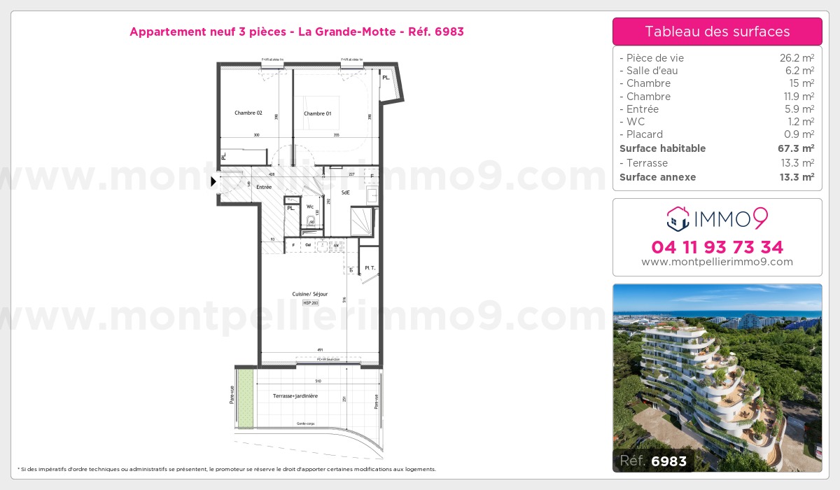 Plan et surfaces, Programme neuf Grande-Motte Référence n° 6983