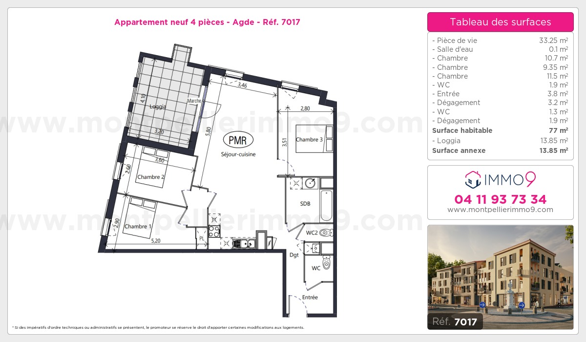 Plan et surfaces, Programme neuf Agde Référence n° 7017