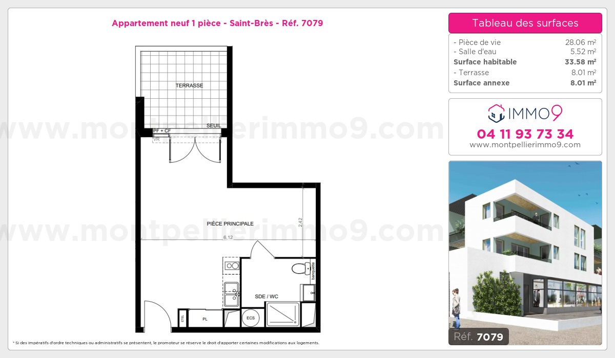 Plan et surfaces, Programme neuf Saint-Brès Référence n° 7079