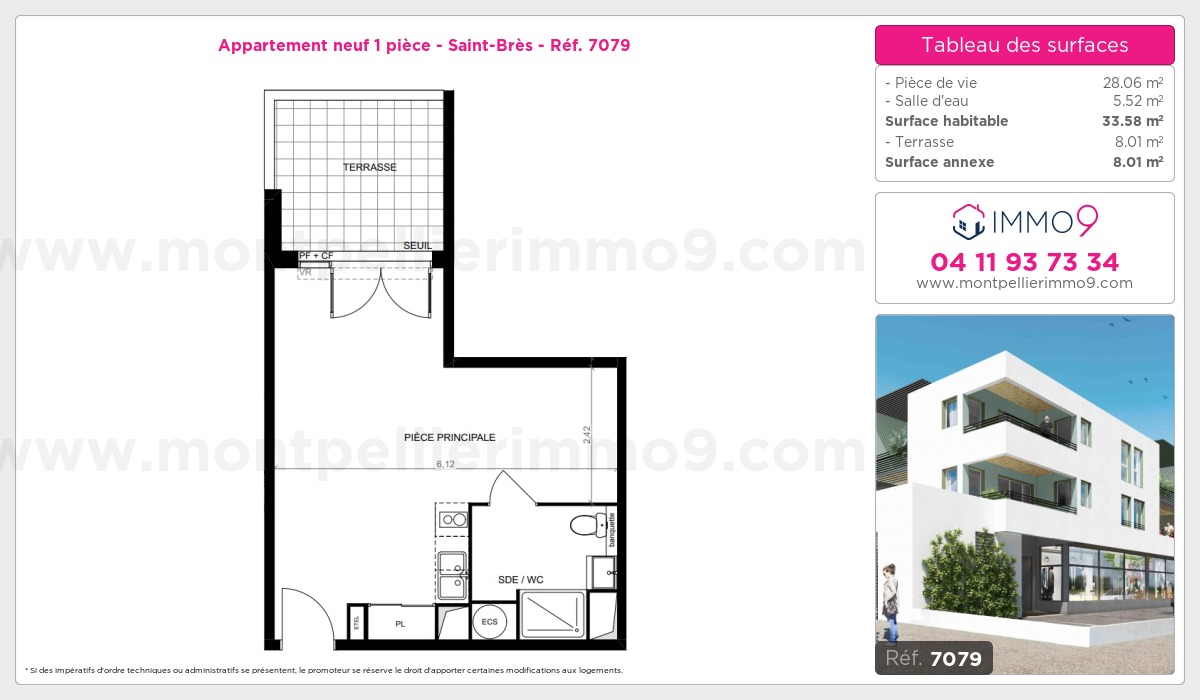 Plan et surfaces, Programme neuf Saint-Brès Référence n° 7079