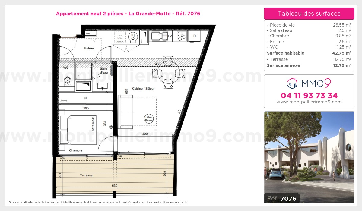 Plan et surfaces, Programme neuf Grande-Motte Référence n° 7076