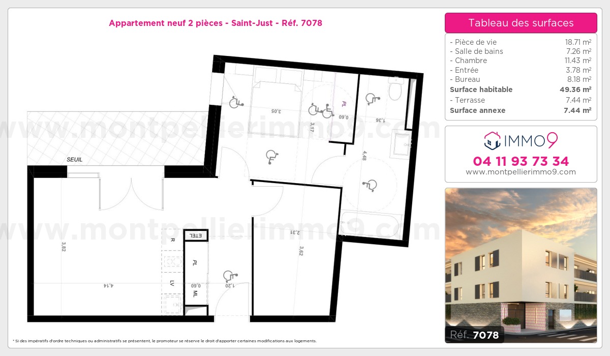 Plan et surfaces, Programme neuf Saint-Just Référence n° 7078