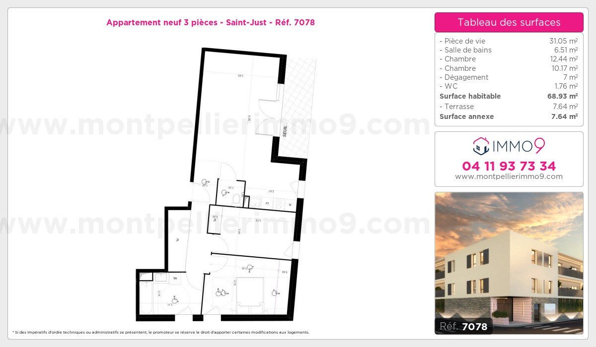 Plan et surfaces, Programme neuf Saint-Just Référence n° 7078