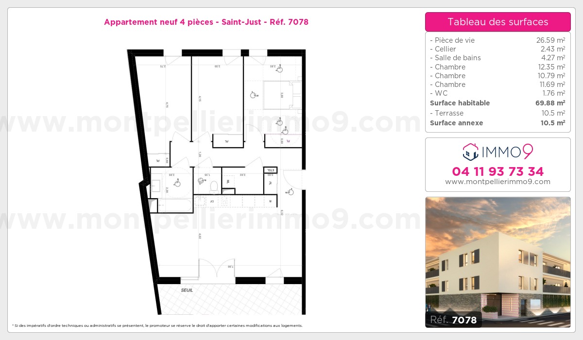 Plan et surfaces, Programme neuf Saint-Just Référence n° 7078