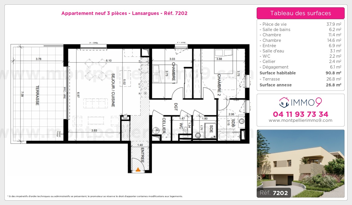 Plan et surfaces, Programme neuf Lansargues Référence n° 7202