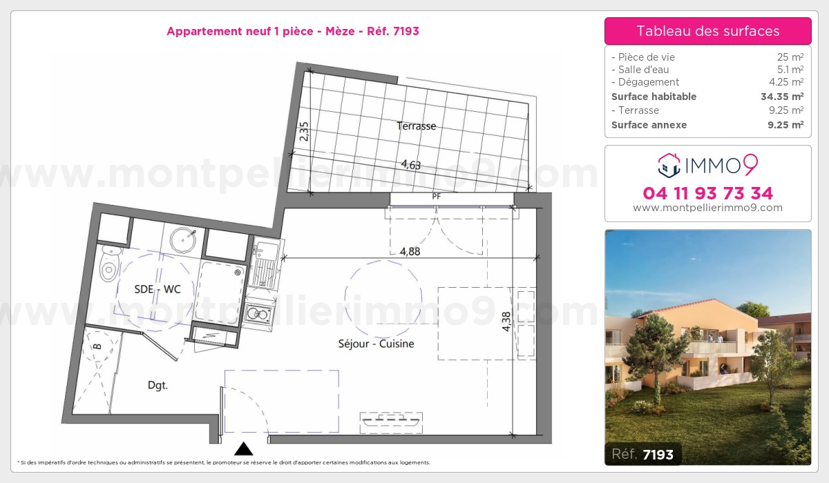 Plan et surfaces, Programme neuf Mèze Référence n° 7193