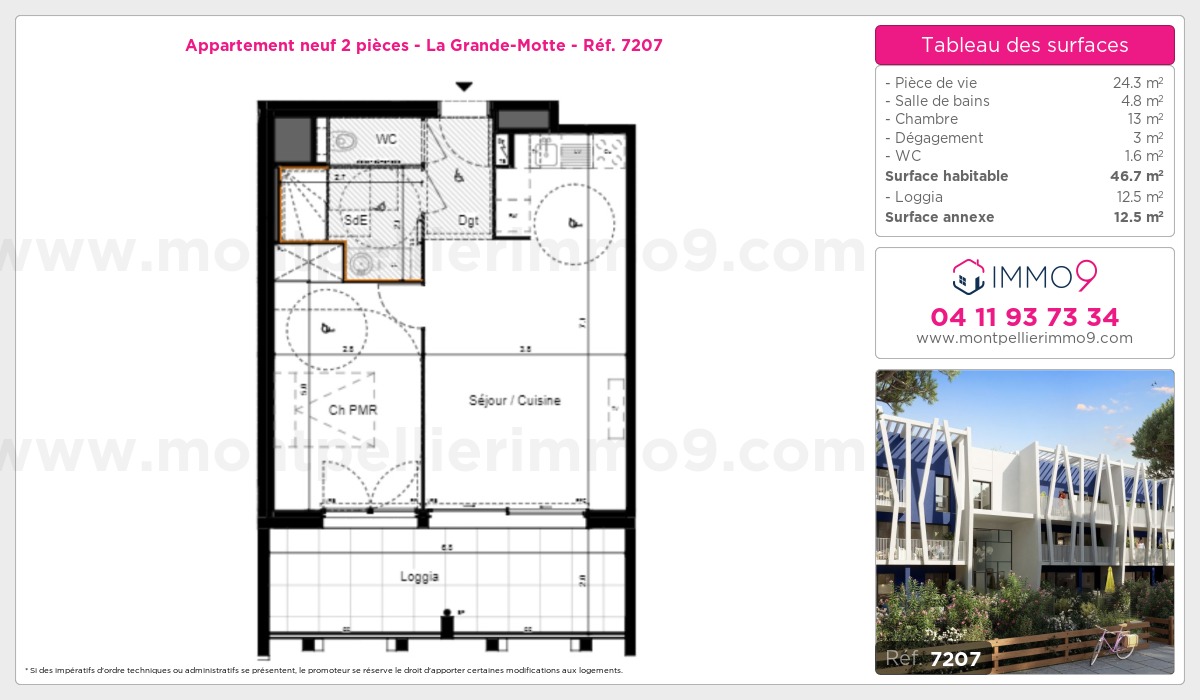 Plan et surfaces, Programme neuf Grande-Motte Référence n° 7207