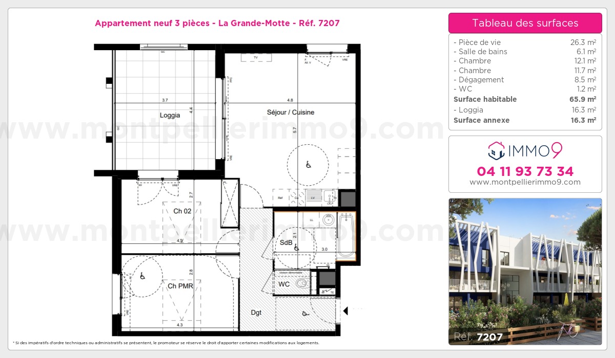 Plan et surfaces, Programme neuf Grande-Motte Référence n° 7207