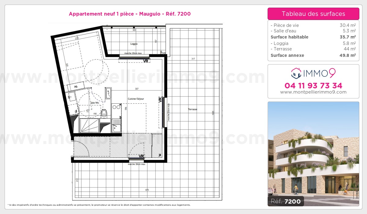 Plan et surfaces, Programme neuf Mauguio Référence n° 7200