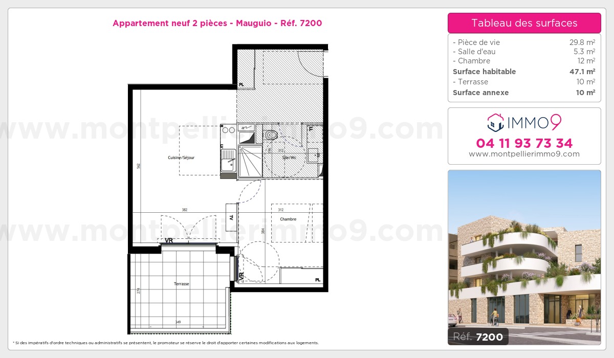 Plan et surfaces, Programme neuf Mauguio Référence n° 7200