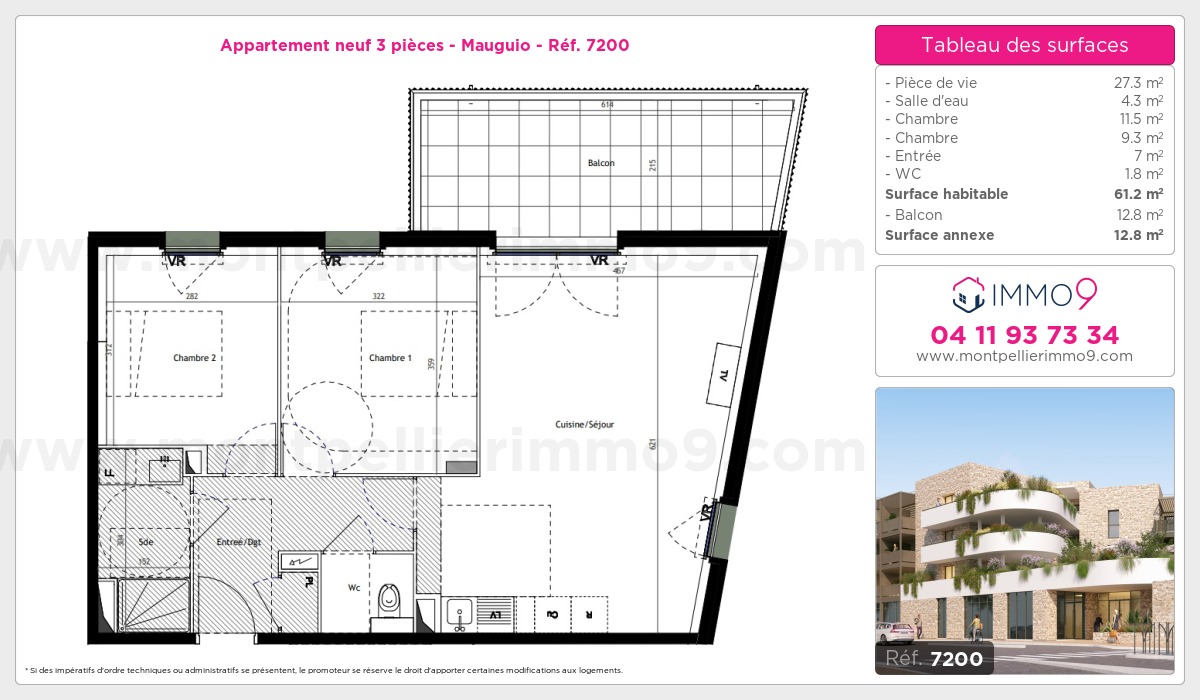 Plan et surfaces, Programme neuf Mauguio Référence n° 7200