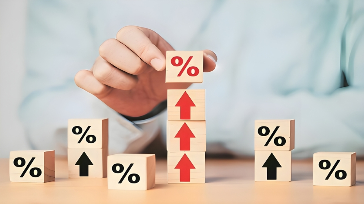 taux d'usure 2023 – des cubes de pourcentages empilés représentant la hausse des taux