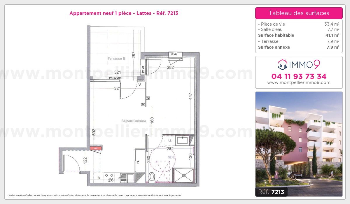 Plan et surfaces, Programme neuf Lattes Référence n° 7213