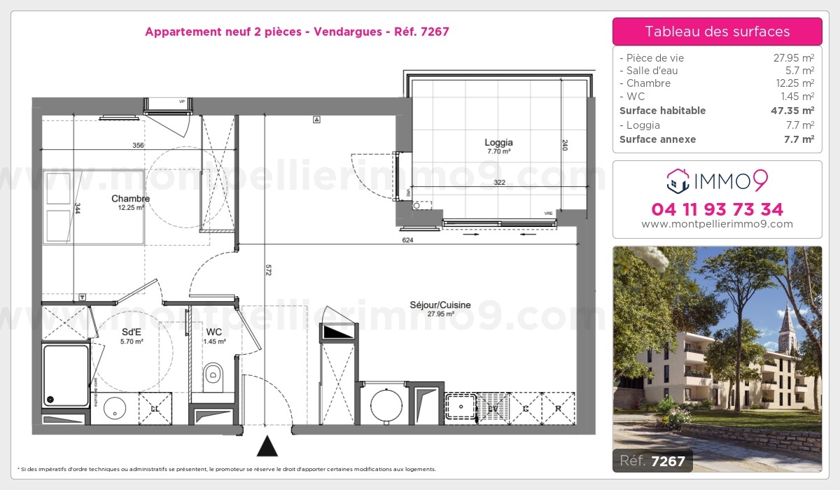 Plan et surfaces, Programme neuf Vendargues Référence n° 7267