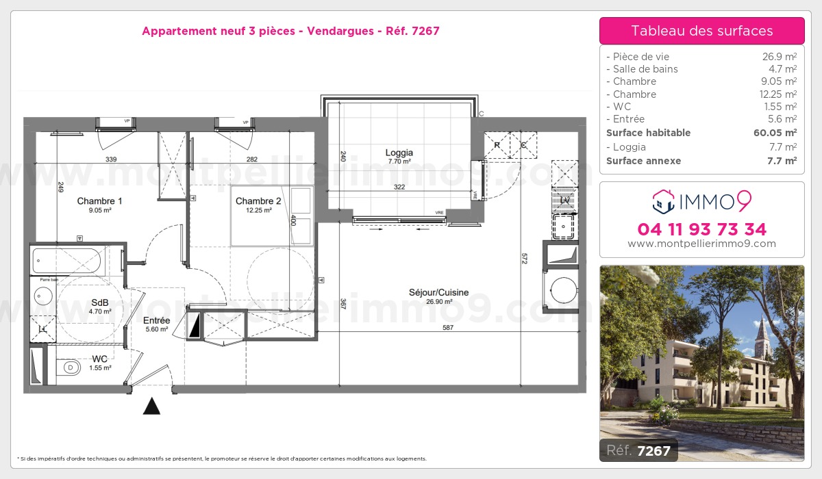 Plan et surfaces, Programme neuf Vendargues Référence n° 7267