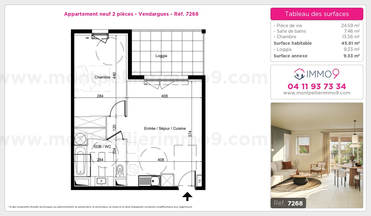 Plan et surfaces, Programme neuf Vendargues Référence n° 7268