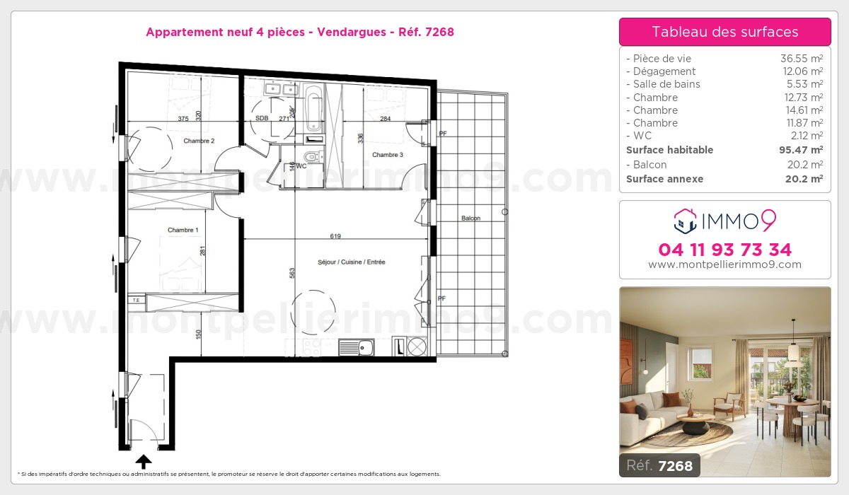 Plan et surfaces, Programme neuf Vendargues Référence n° 7268