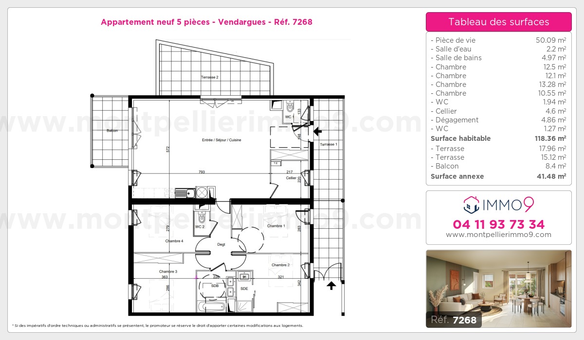 Plan et surfaces, Programme neuf Vendargues Référence n° 7268