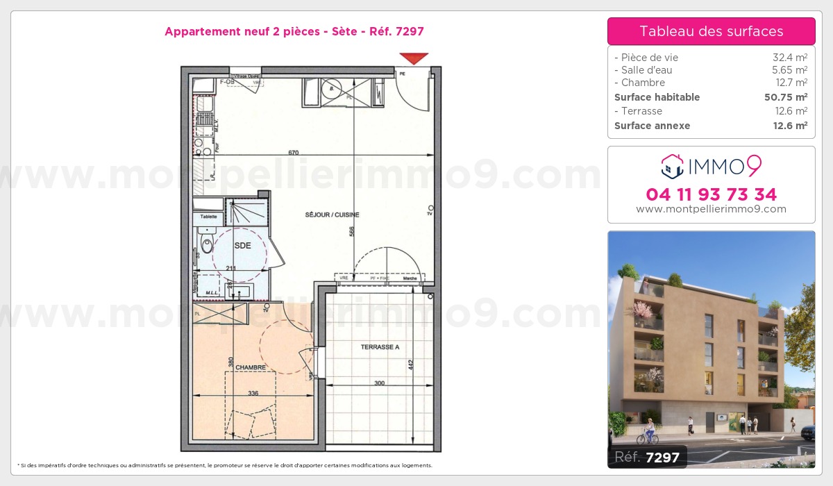 Plan et surfaces, Programme neuf Sète Référence n° 7297