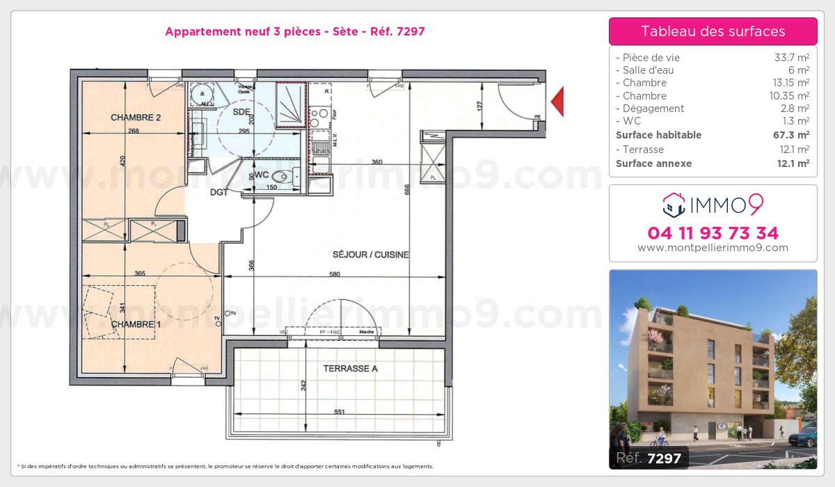 Plan et surfaces, Programme neuf Sète Référence n° 7297