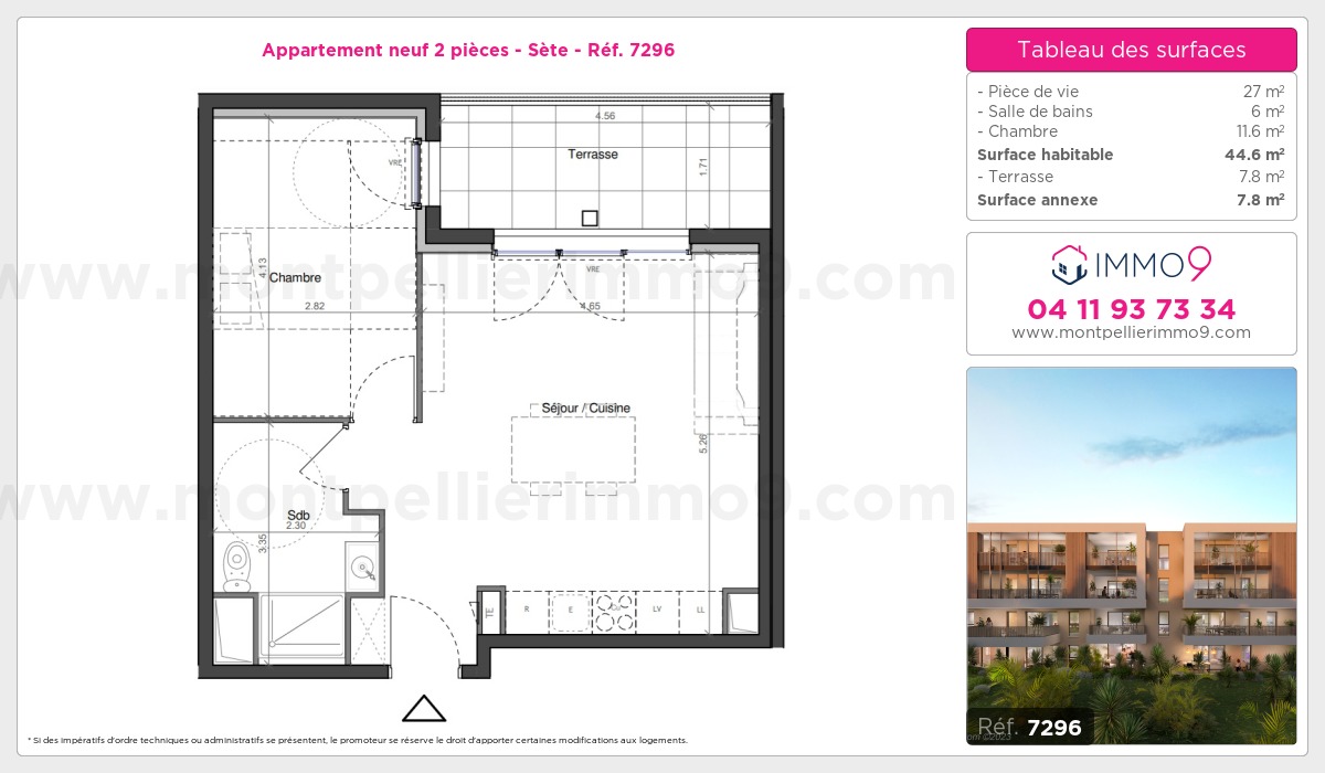 Plan et surfaces, Programme neuf Sète Référence n° 7296