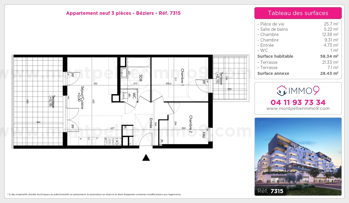 Plan et surfaces, Programme neuf Béziers Référence n° 7315