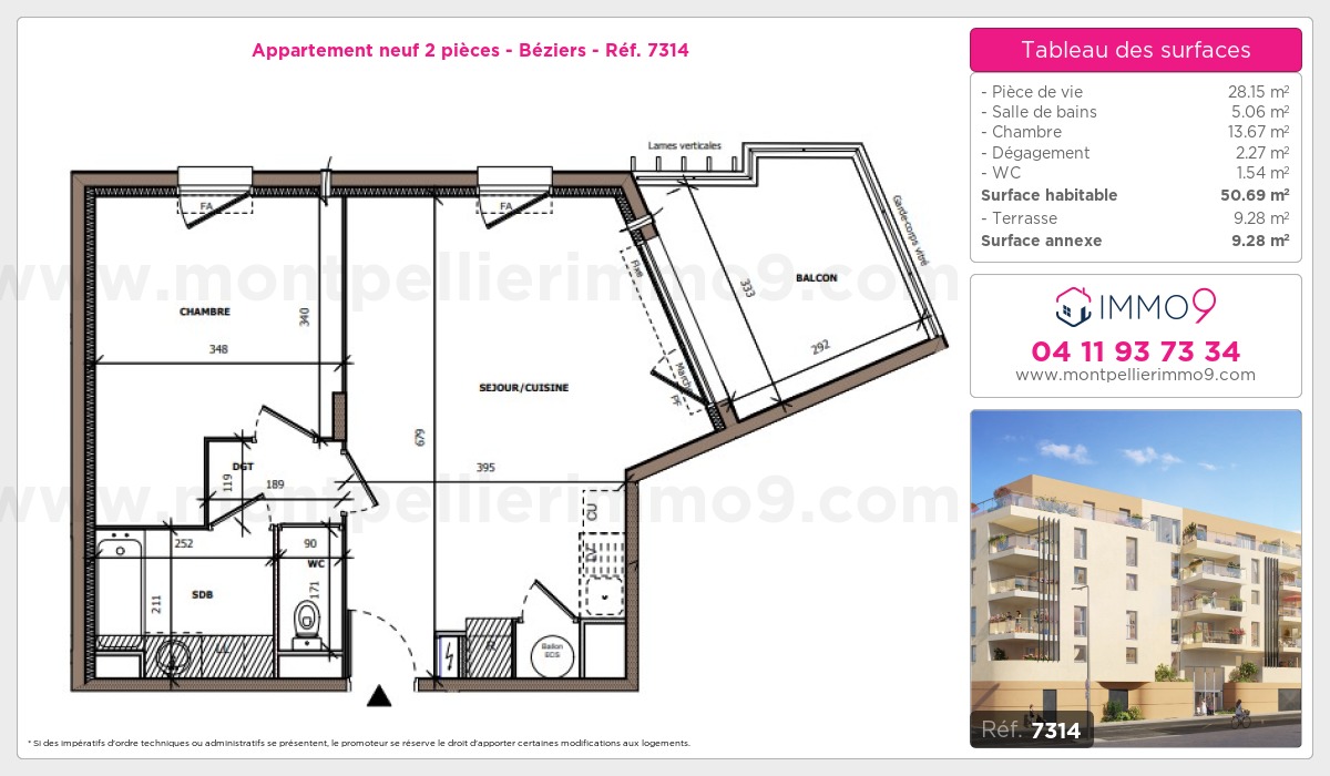 Plan et surfaces, Programme neuf Béziers Référence n° 7314