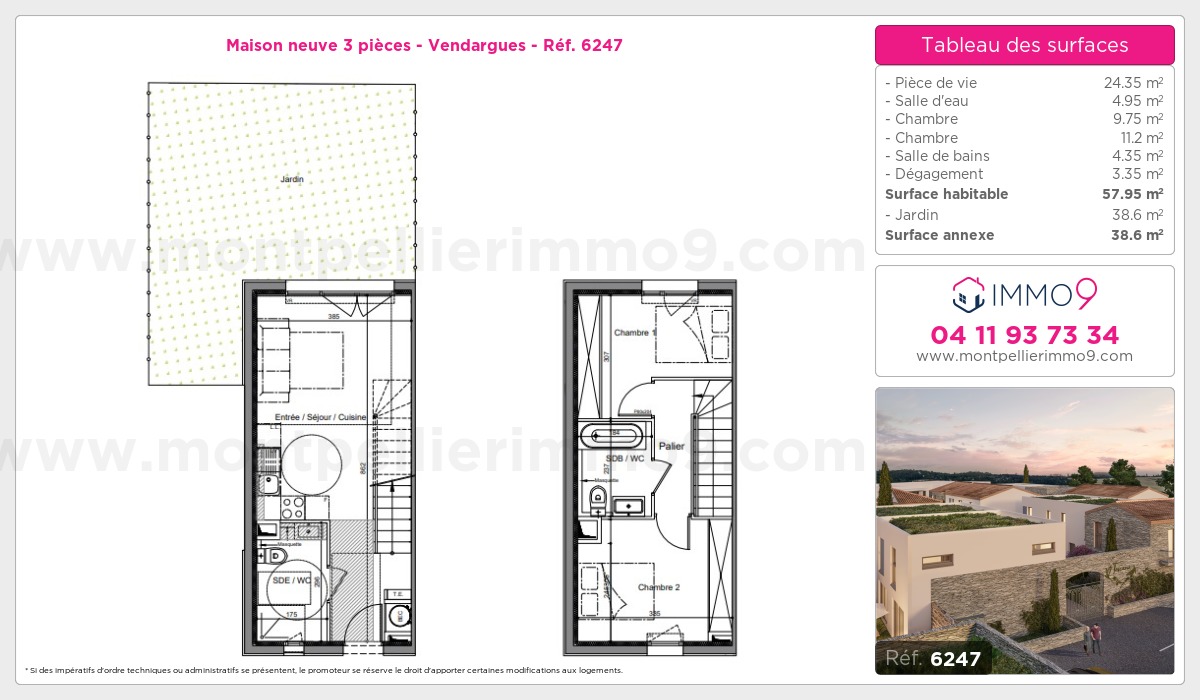 Plan et surfaces, Programme neuf Vendargues Référence n° 6247