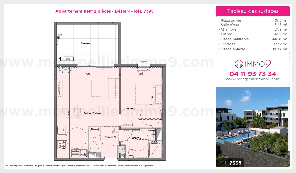 Plan et surfaces, Programme neuf Béziers Référence n° 7395