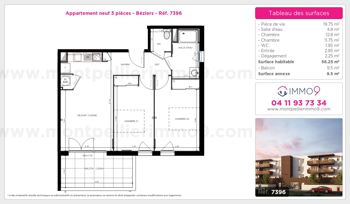 Plan et surfaces, Programme neuf Béziers Référence n° 7396