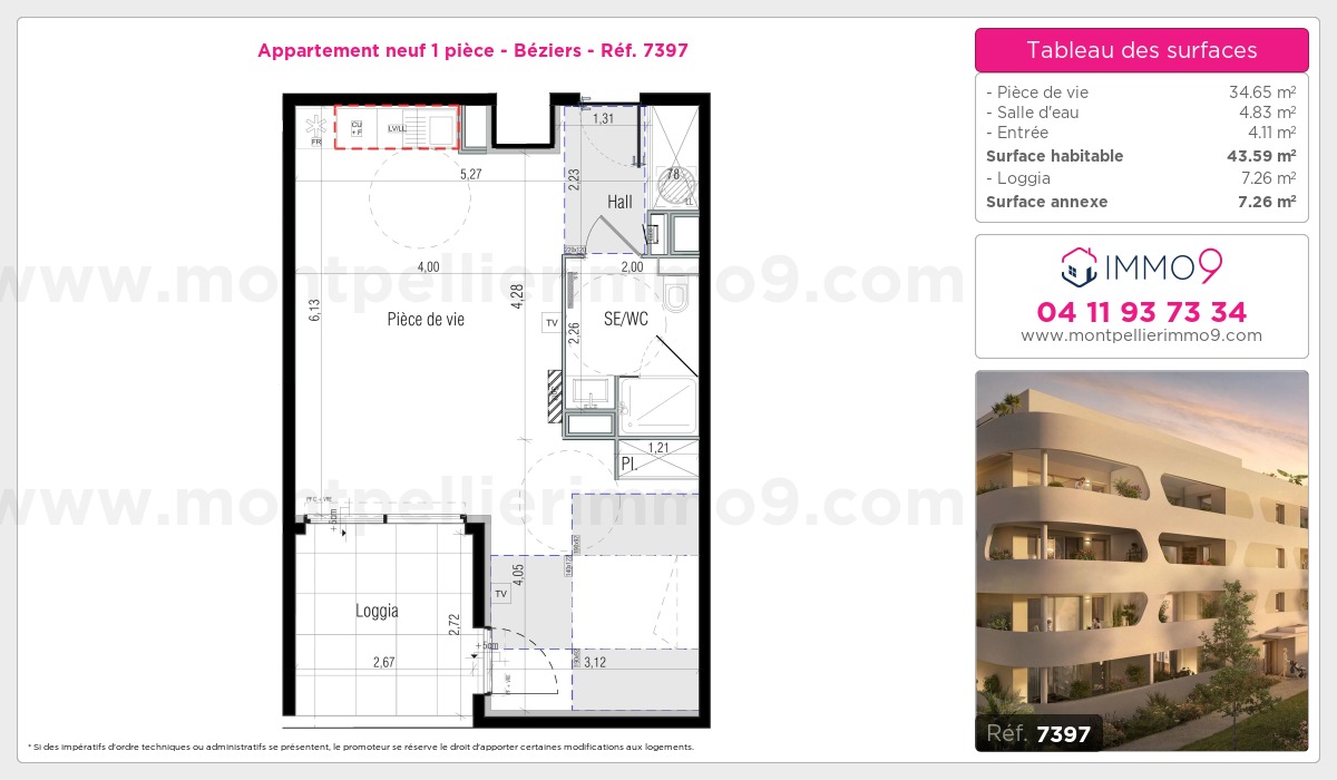 Plan et surfaces, Programme neuf Béziers Référence n° 7397