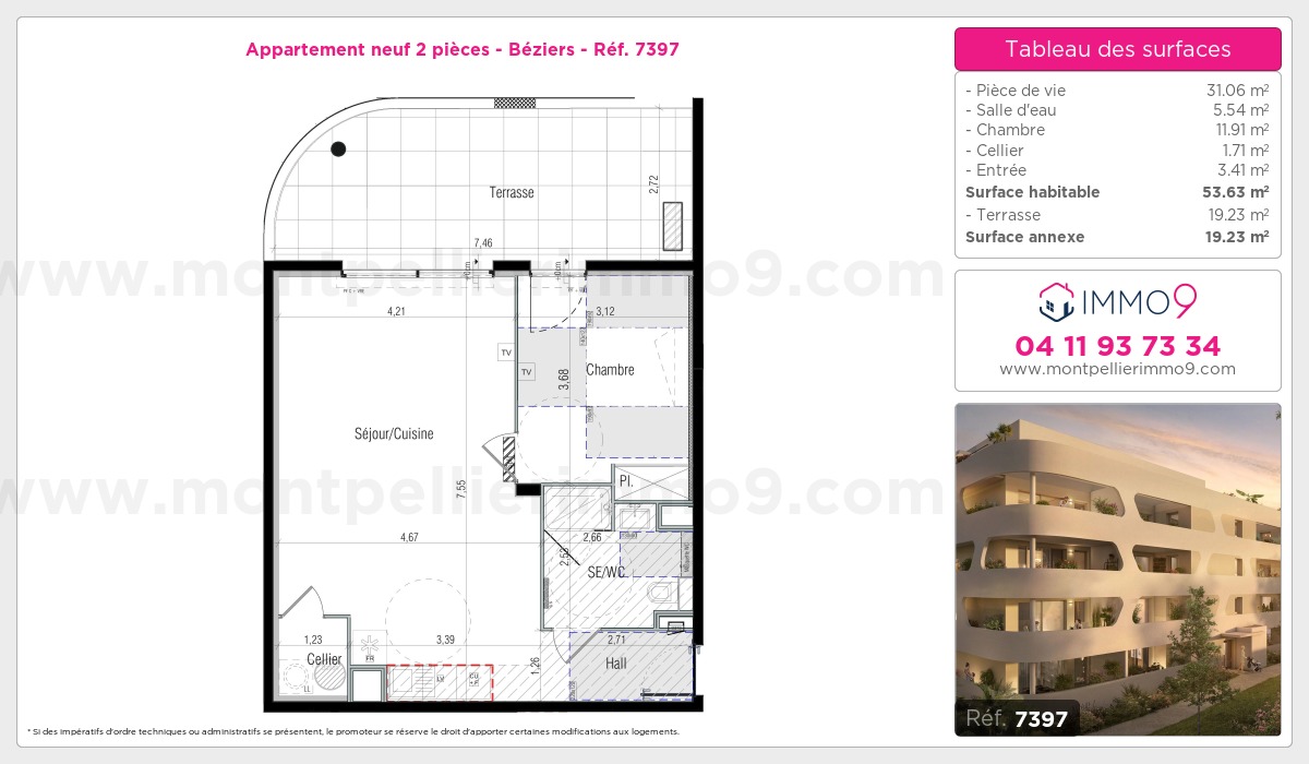 Plan et surfaces, Programme neuf Béziers Référence n° 7397