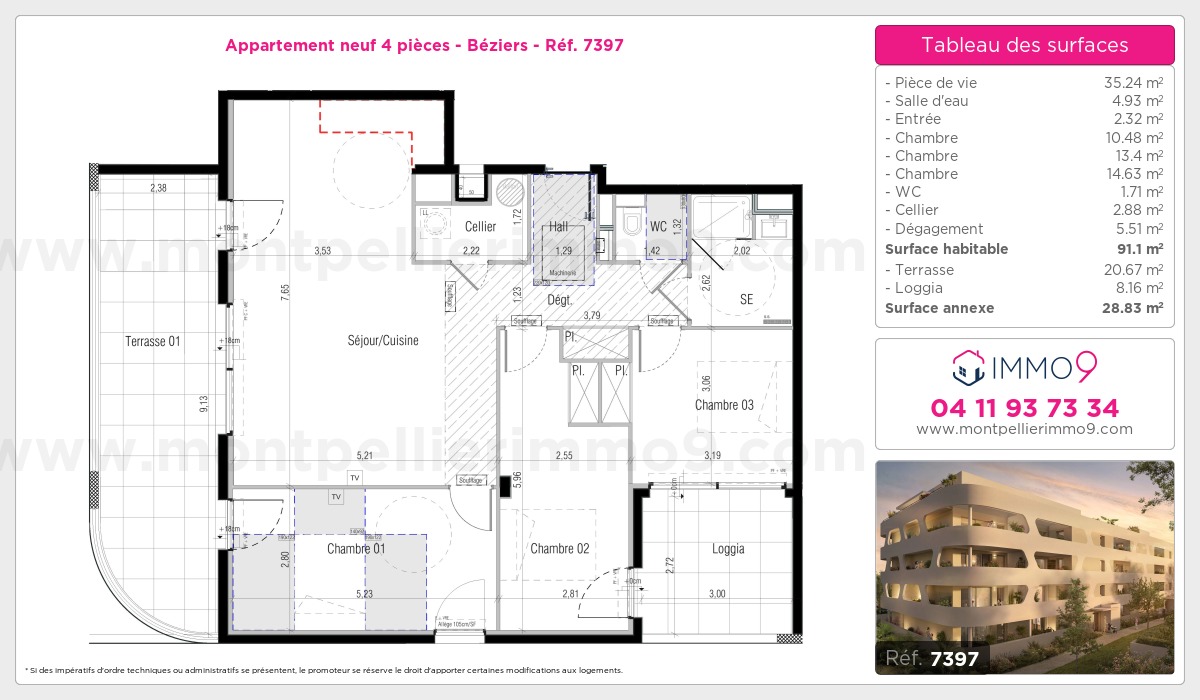 Plan et surfaces, Programme neuf Béziers Référence n° 7397